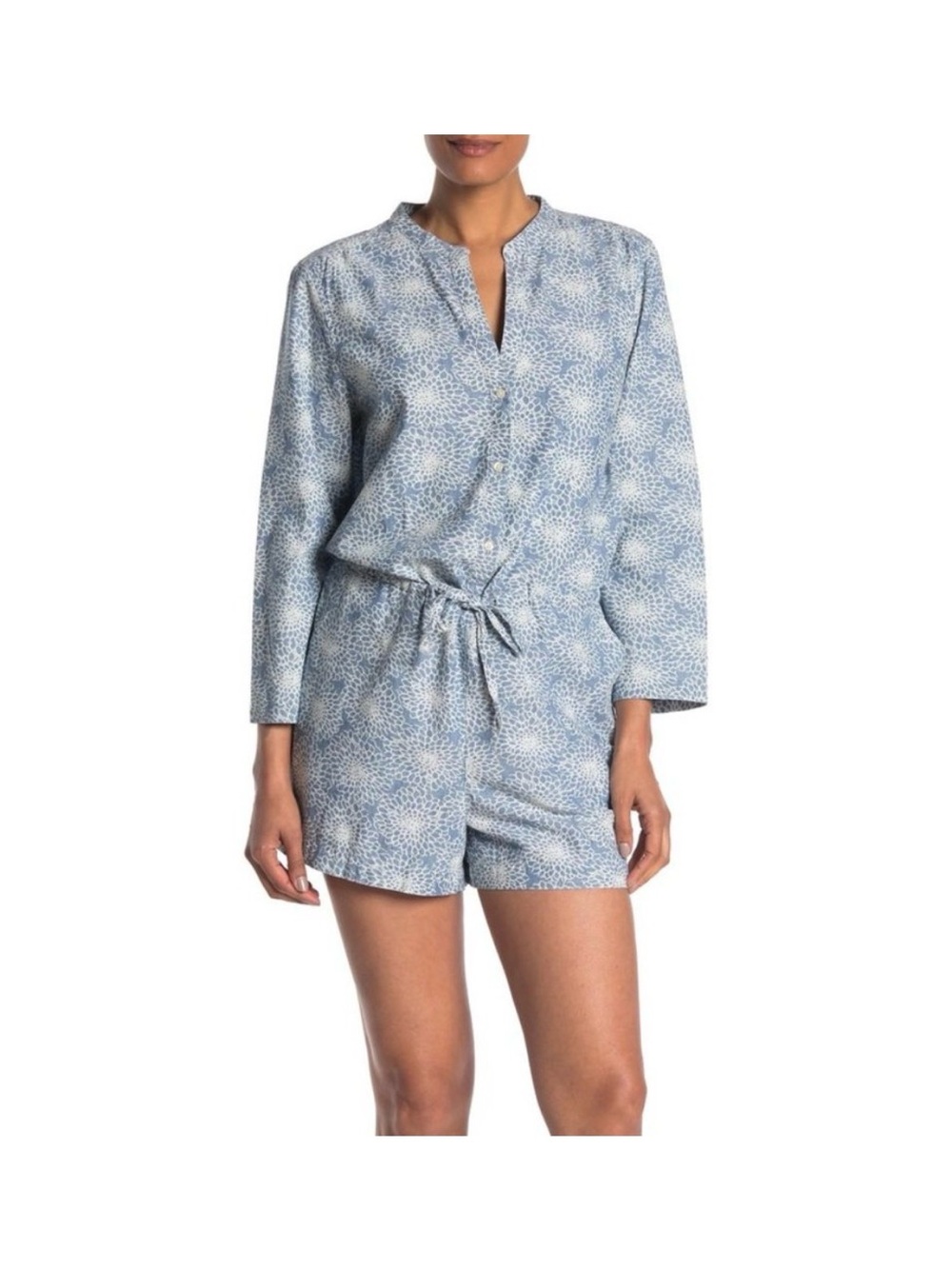 J. Crew Light Blue Printed Women's Shorts Romper